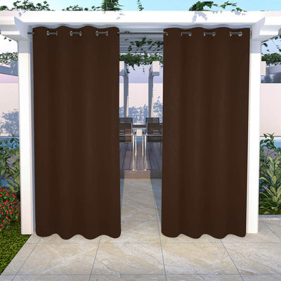 Outdoor Curtains Waterproof Grommet Top 1 Panel - Dark Coffee