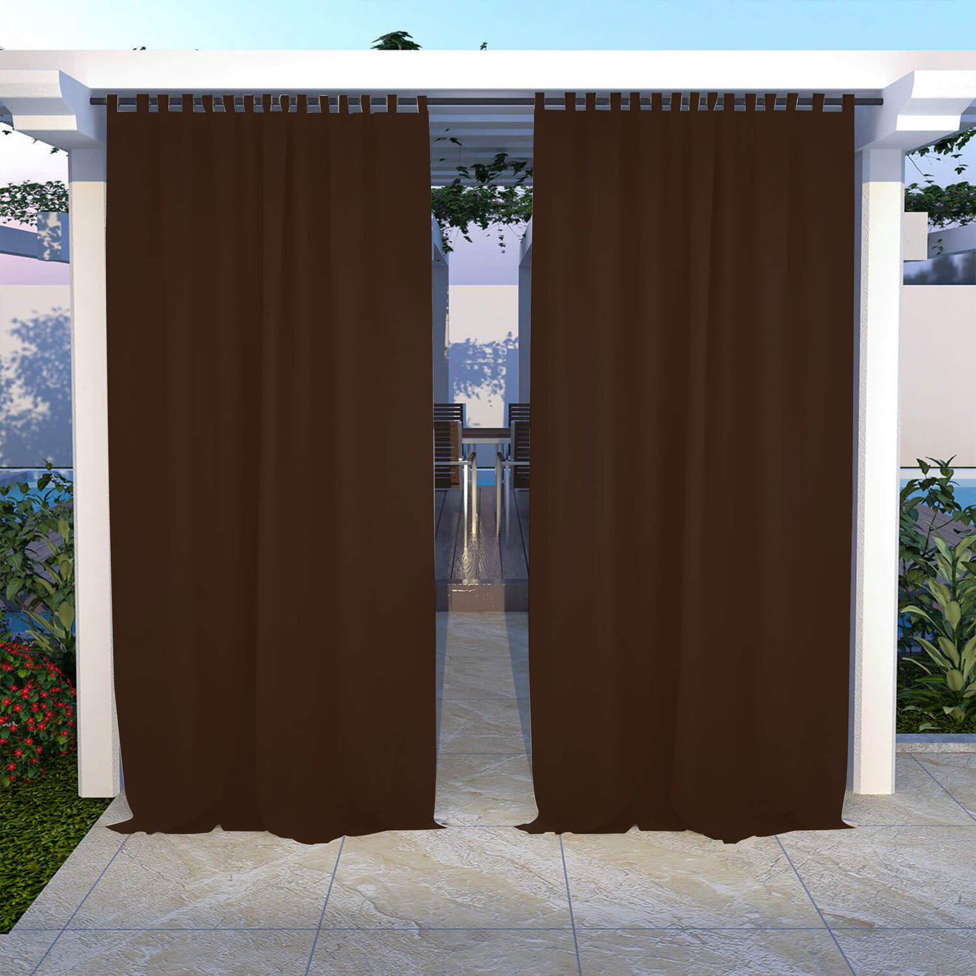 Outdoor Curtains Waterproof Tab Top 1 Panel - Dark Coffee