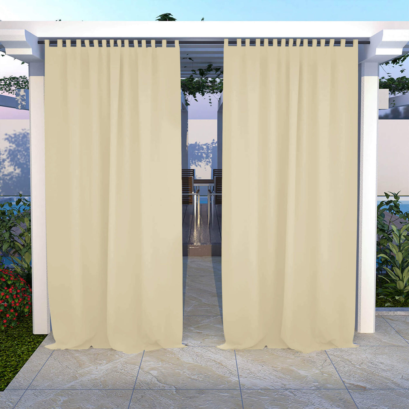 Outdoor Curtains Waterproof Tab Top 1 Panel - Dark Beige