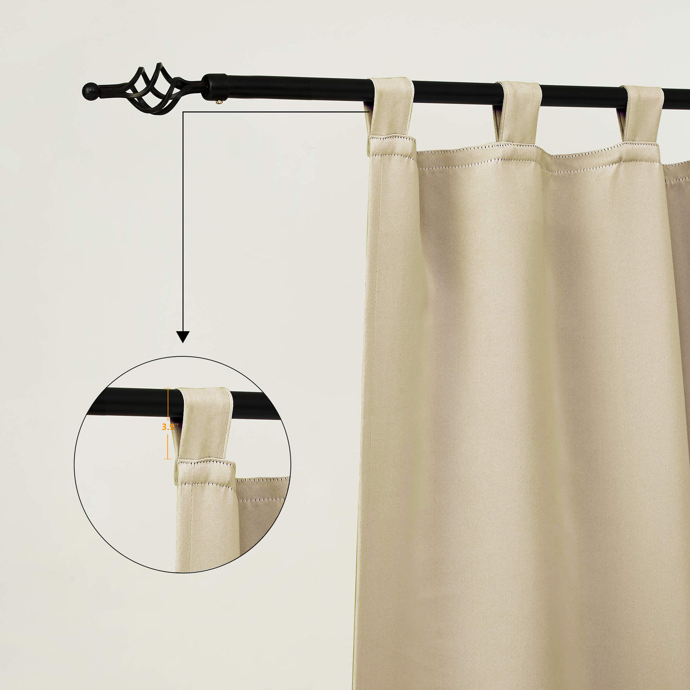 Outdoor Curtains Waterproof Tab Top 1 Panel - Dark Beige