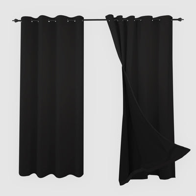 Heartcosy Blackout Curtains Black - Grommet Top