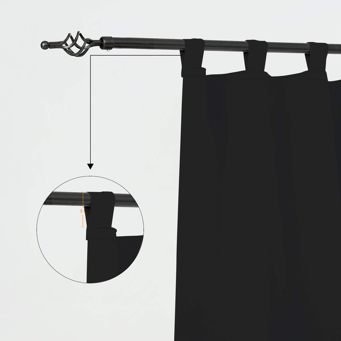 Heartcosy Blackout Curtains Black - Tab Top