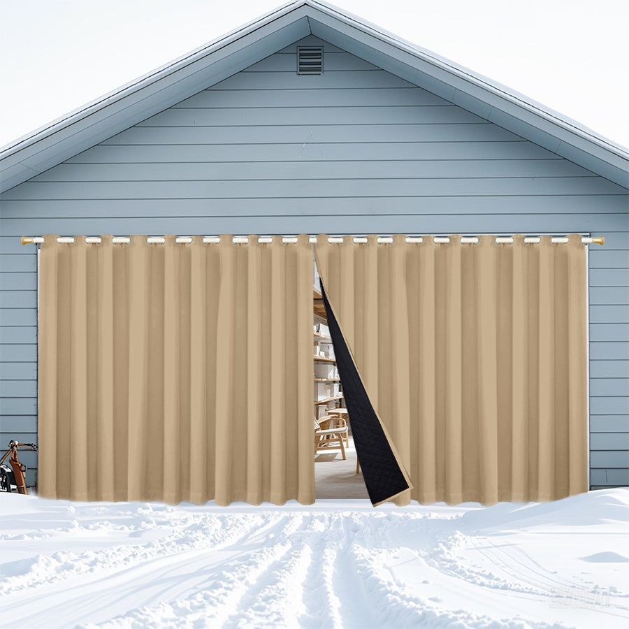 Insulated Outdoor Curtains for Winter - Dark Beige