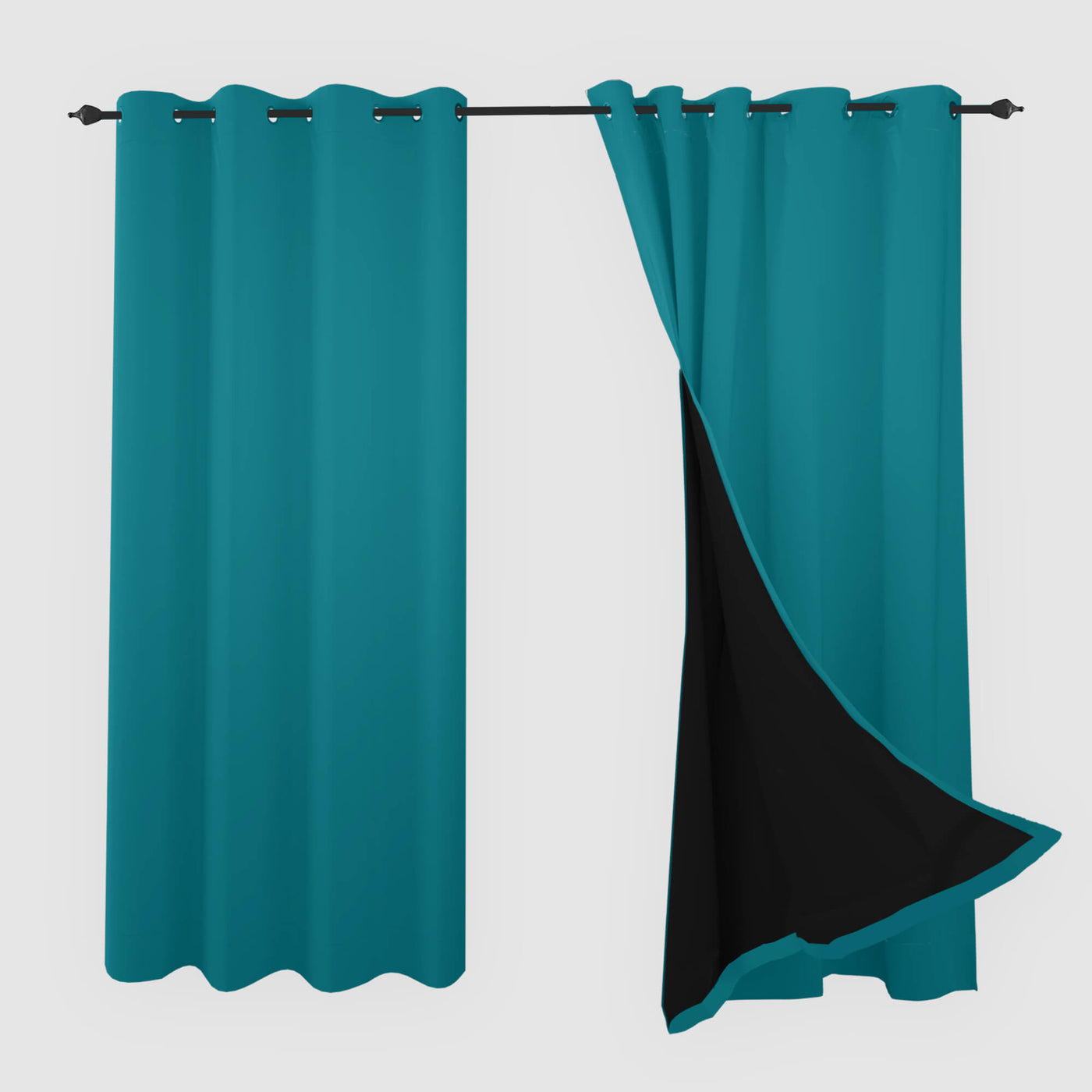 Heartcosy Blackout Curtains Cyan - Grommet Top