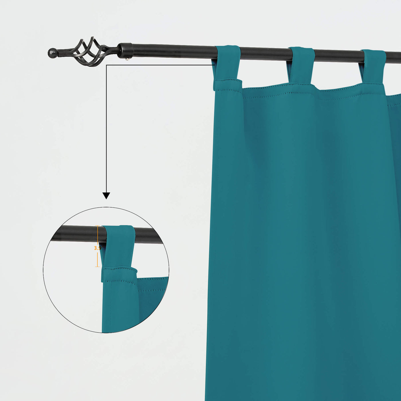 Heartcosy Blackout Curtains Cyan - Tab Top