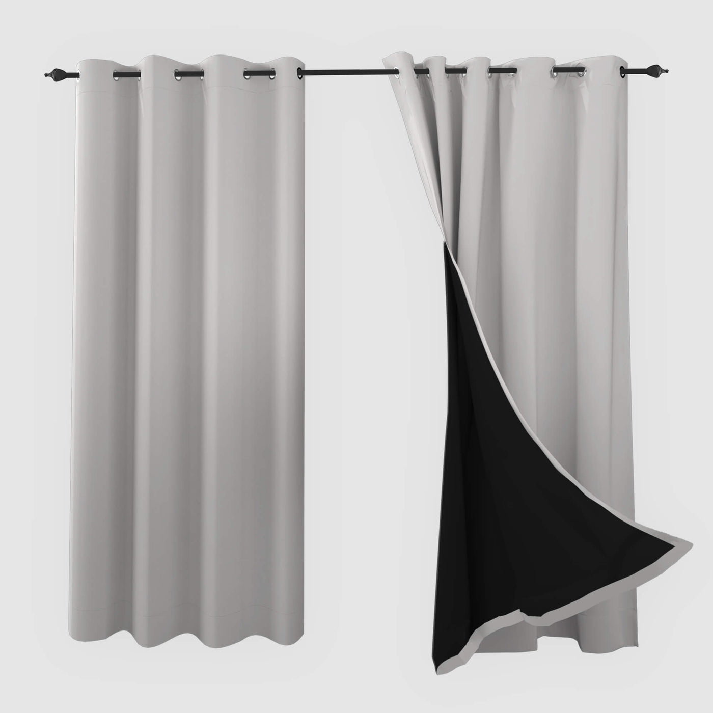 Heartcosy Blackout Curtains Light Grey - Grommet Top