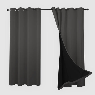 Heartcosy Blackout Curtains Dark Grey - Grommet Top