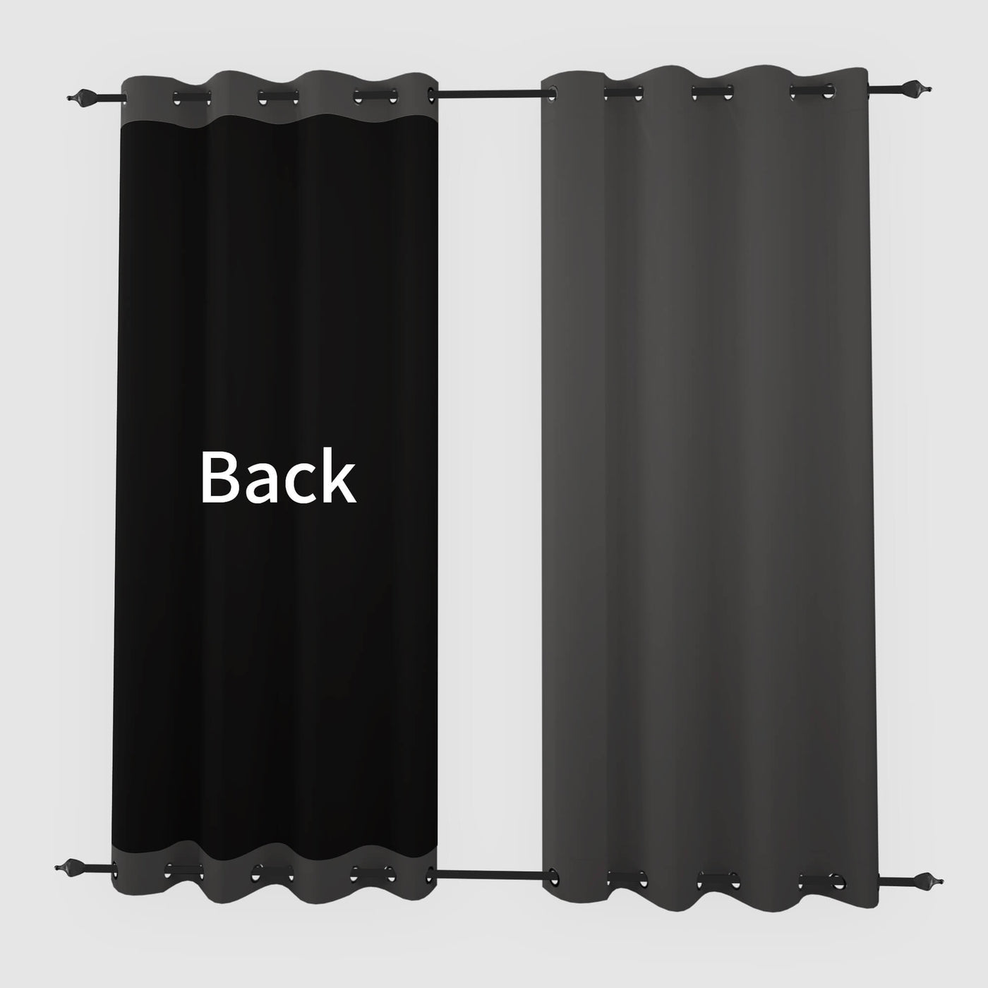 Heartcosy Blackout Curtains Dark Grey - Grommet Top & Bottom