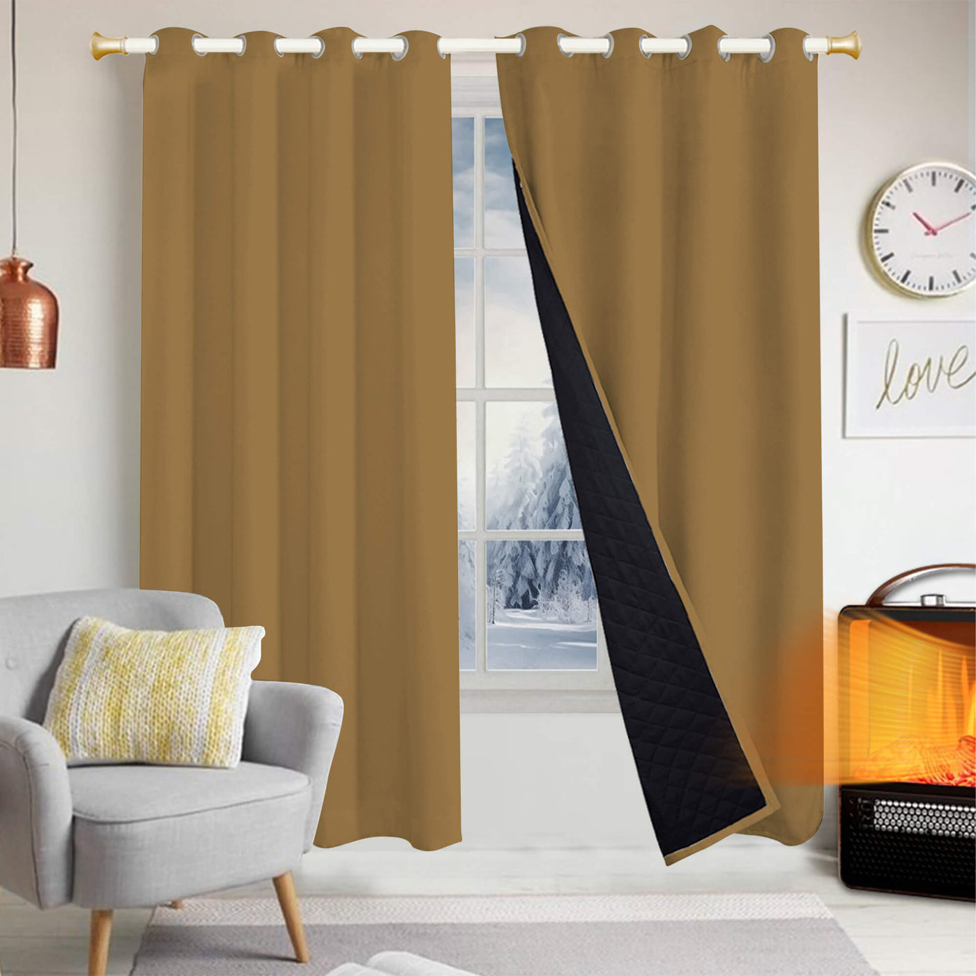 Insulated Outdoor Curtains for Winter - Khaki