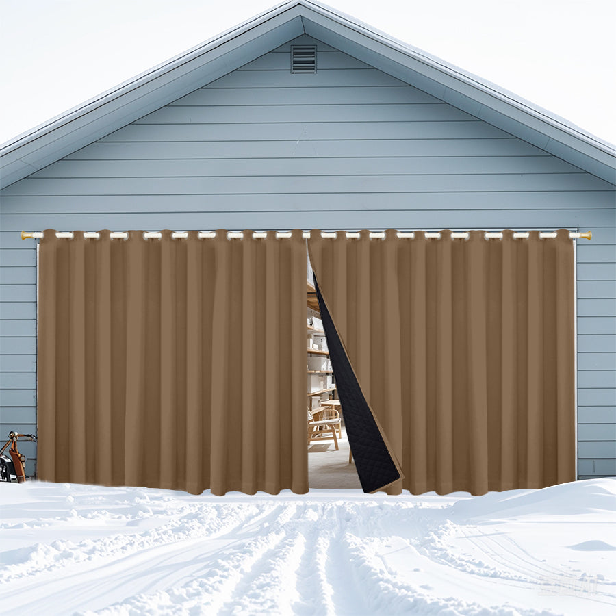 Insulated Outdoor Curtains for Winter - Khaki