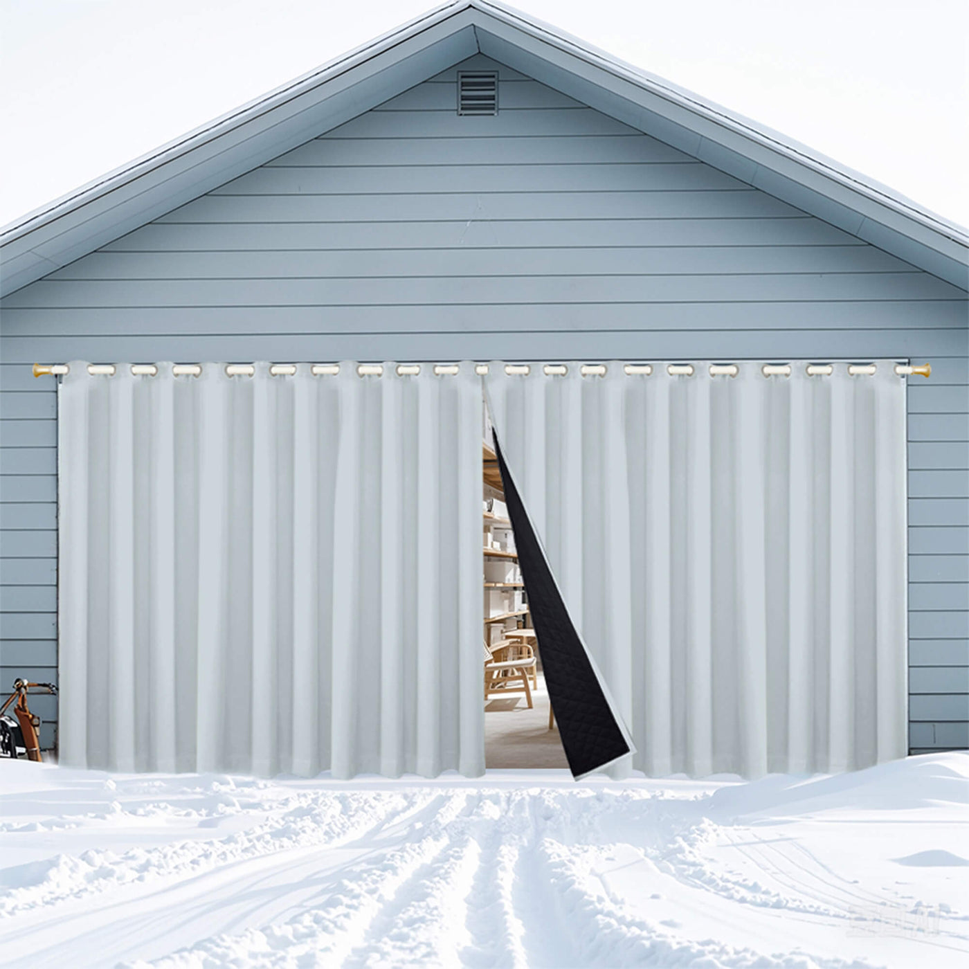 Insulated Outdoor Curtains for Winter - Greyish White