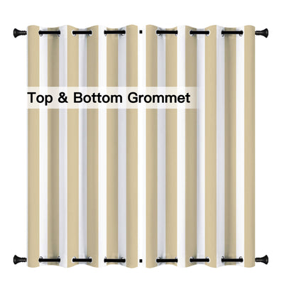 Heartcosy Beige Stripe Curtains/Drapes 1 Panel | Waterproof Curtains Grommet Top & Bottom  | Custom Outdoor Curtains