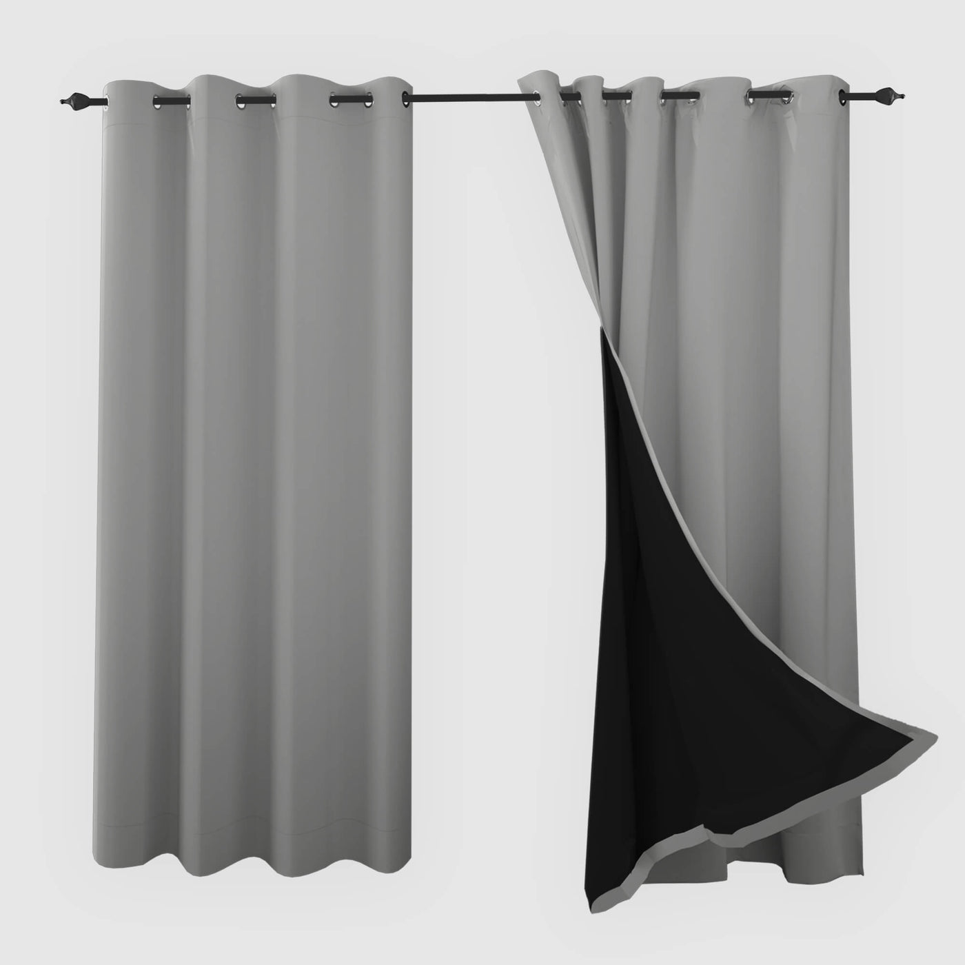 Heartcosy Blackout Curtains Grey - Grommet Top