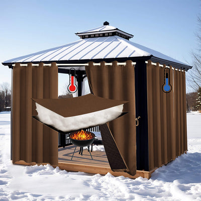 Insulated Outdoor Curtains for Winter - Coffee