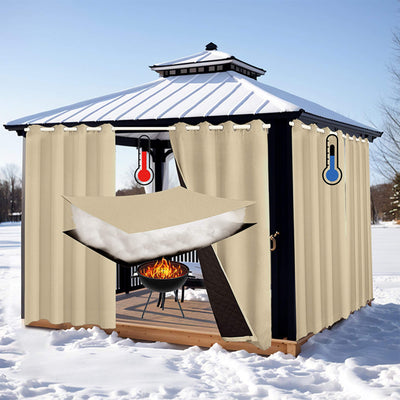 Insulated Outdoor Curtains for Winter - Soft Beige