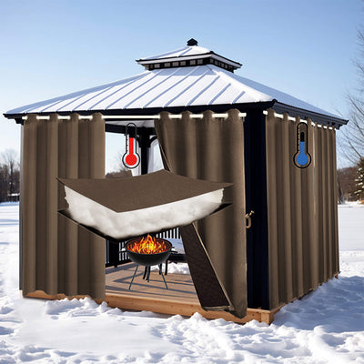 Insulated Outdoor Curtains for Winter - Dark Mocha