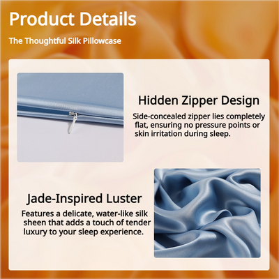 100% Mulberry Silk Pillowcase with Hidden Zipper - Double-Sided 22 Momme for Hair & Skin Care