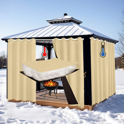 Insulated Outdoor Curtains for Winter - Light Khaki