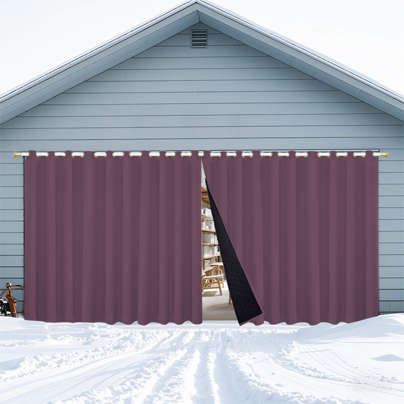 Insulated Outdoor Curtains for Winter - Plum Purple