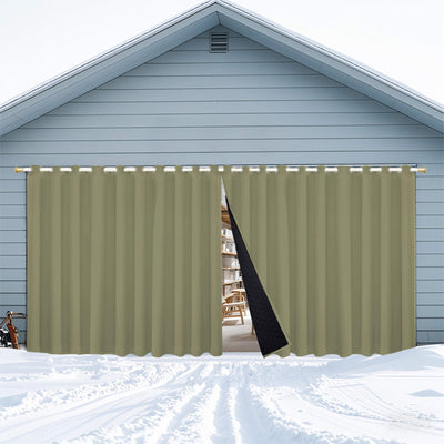 Insulated Outdoor Curtains for Winter - Olive Khaki