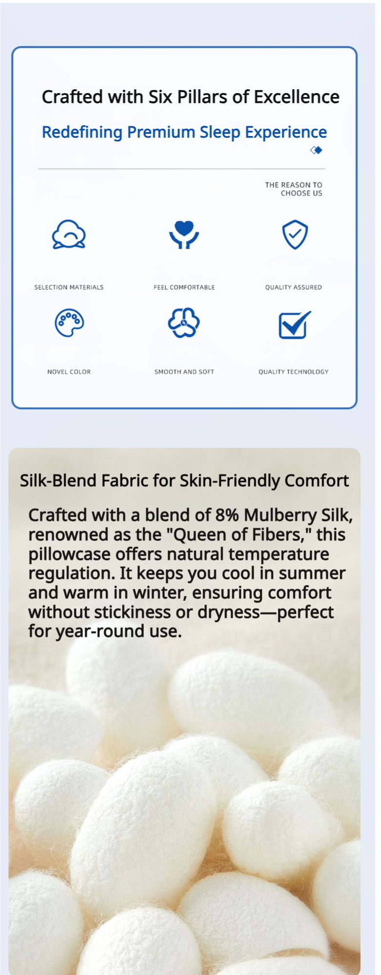 100% Mulberry Silk Pillowcase with Hidden Zipper - Double-Sided 22 Momme for Hair & Skin Care