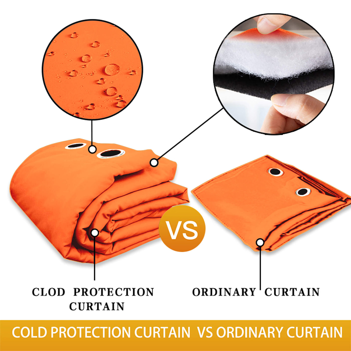 Insulated Outdoor Curtains for Winter - Orange