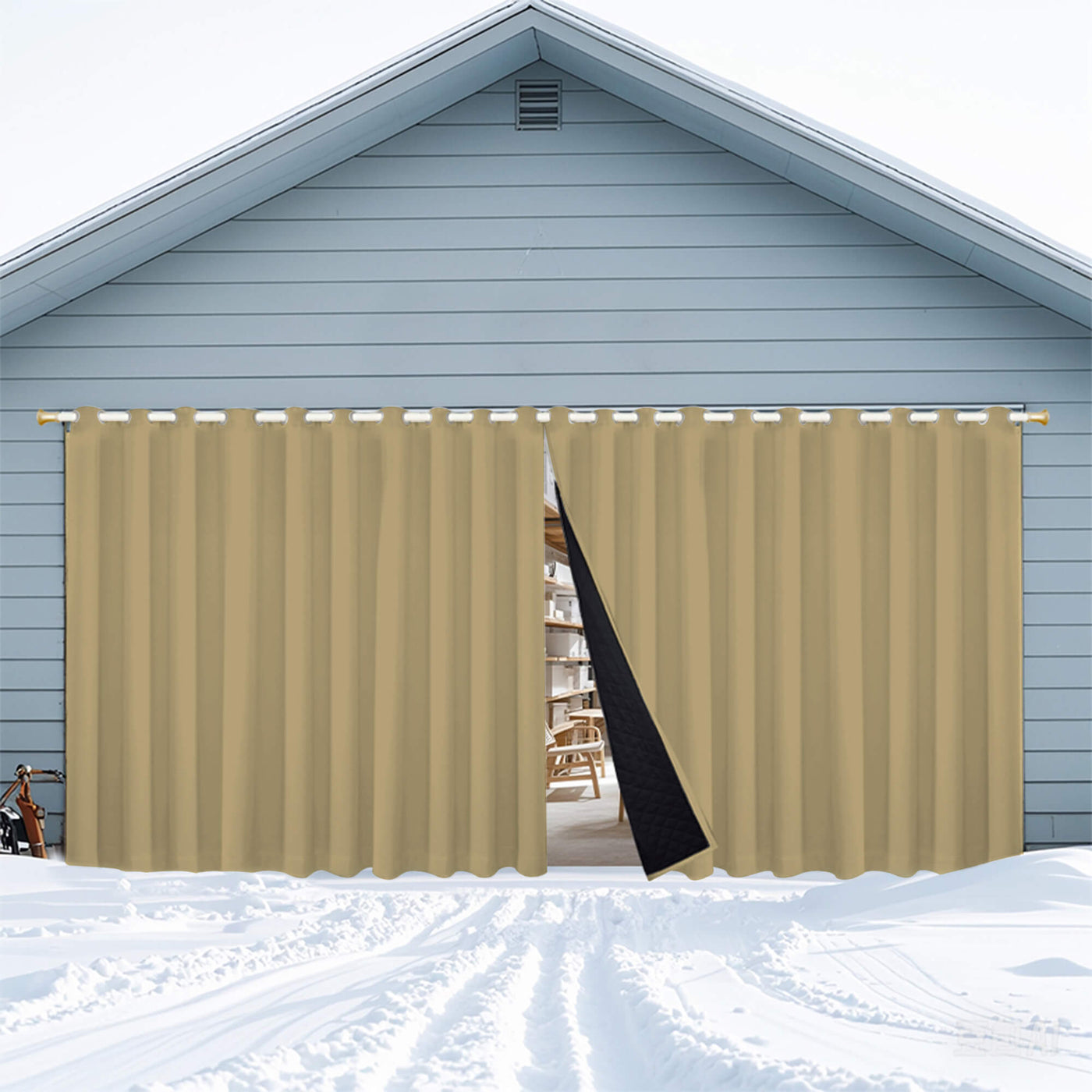 Insulated Outdoor Curtains for Winter - Oatmeal
