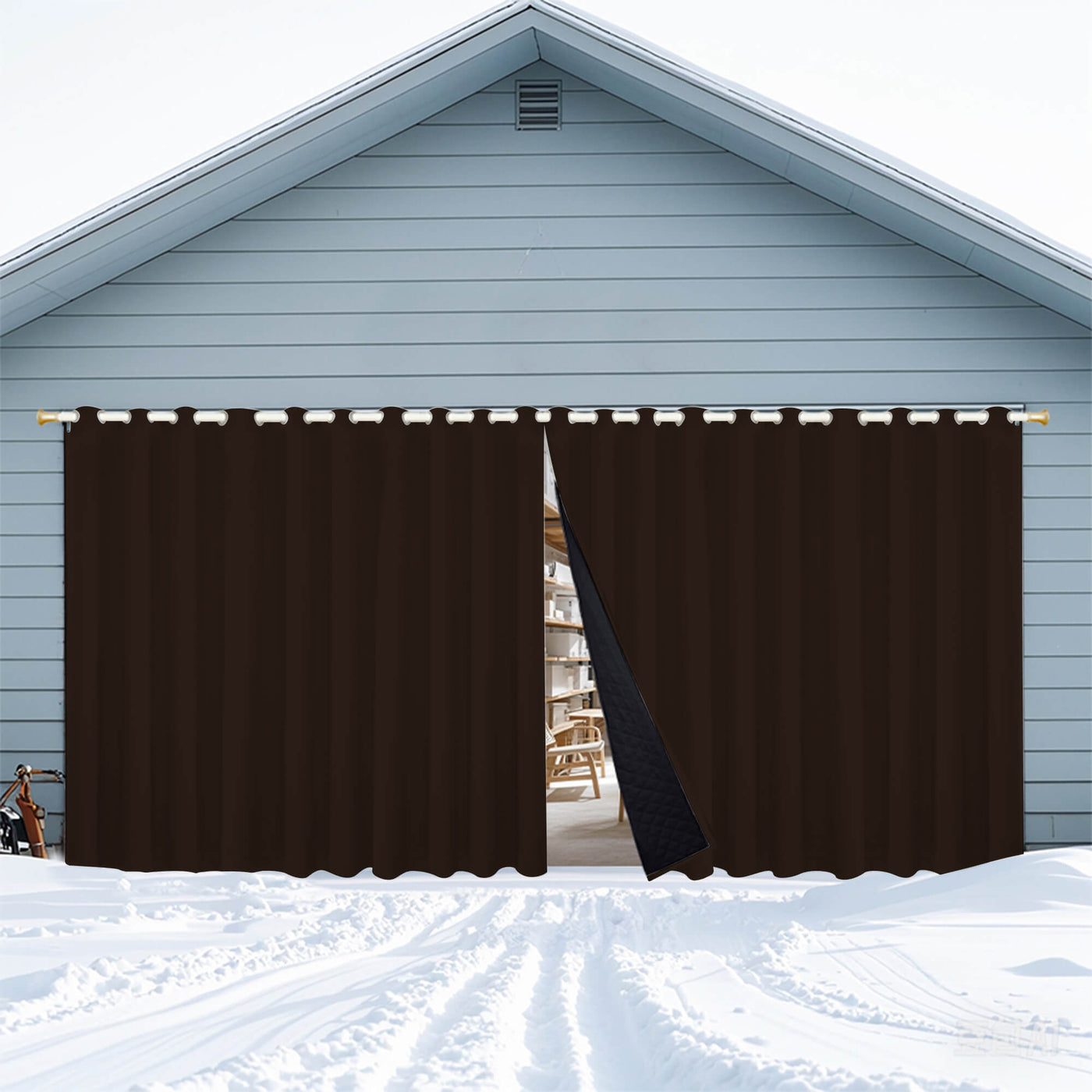 Insulated Outdoor Curtains for Winter - Chocolate Brown