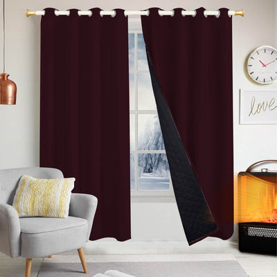 Insulated Outdoor Curtains for Winter - Wine Red