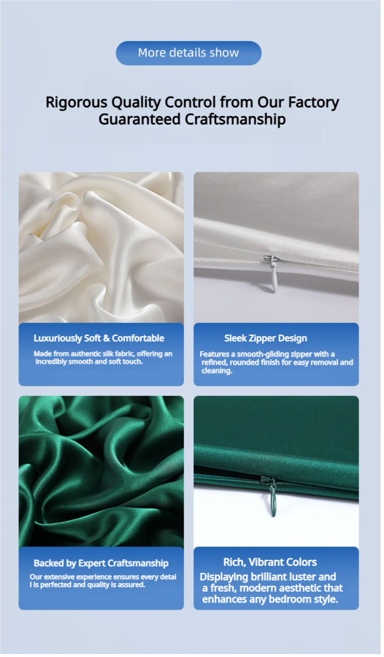 100% Mulberry Silk Pillowcase with Hidden Zipper - Double-Sided 22 Momme for Hair & Skin Care