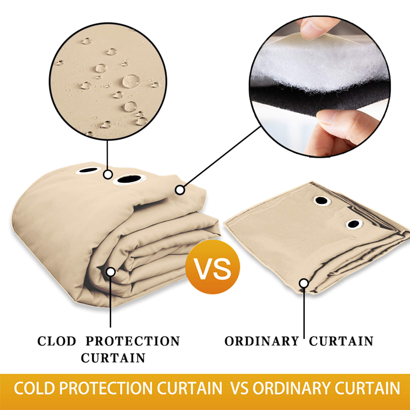 Insulated Outdoor Curtains for Winter - Creamy Beige