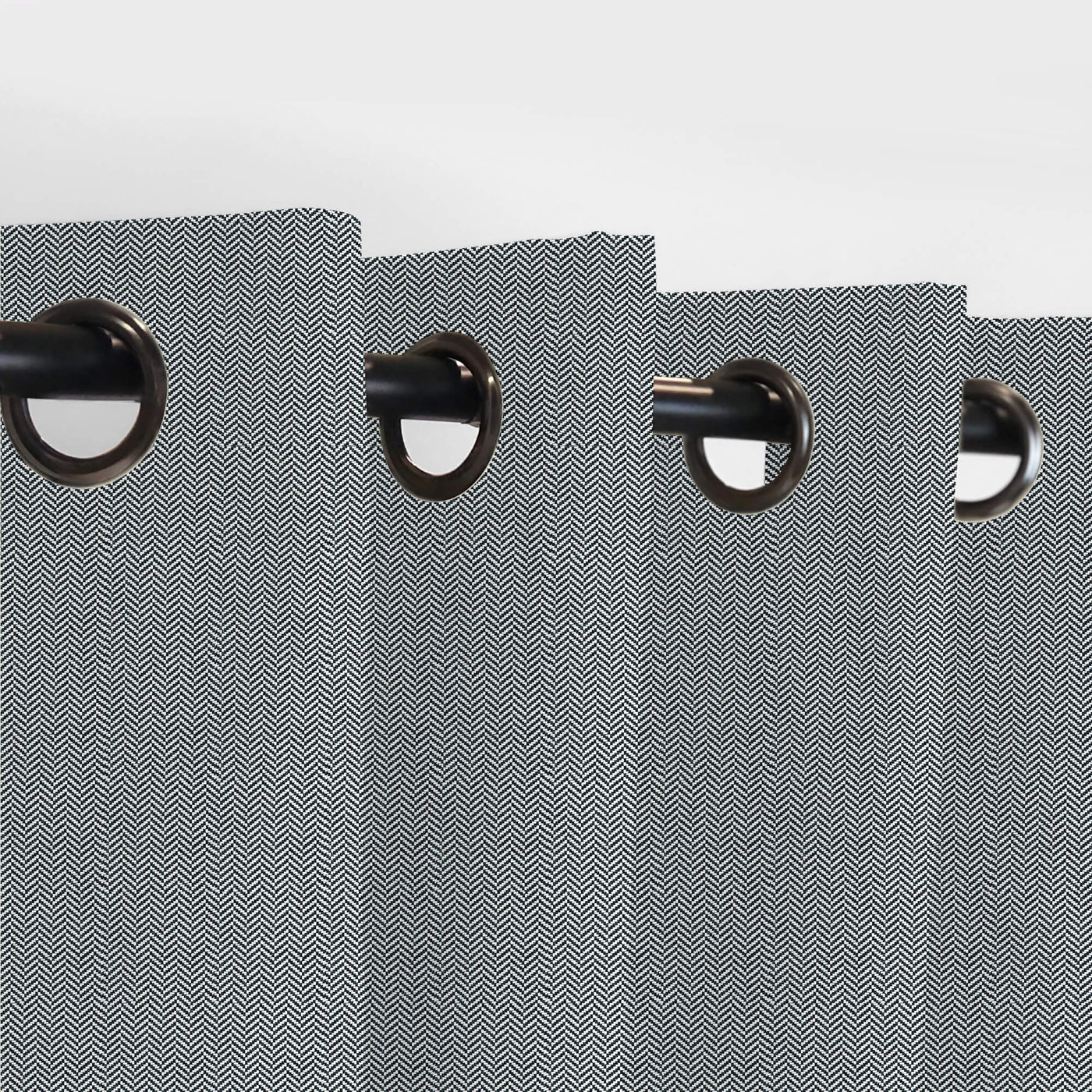 PENGI Outdoor Curtains Waterproof- Herringbone Black