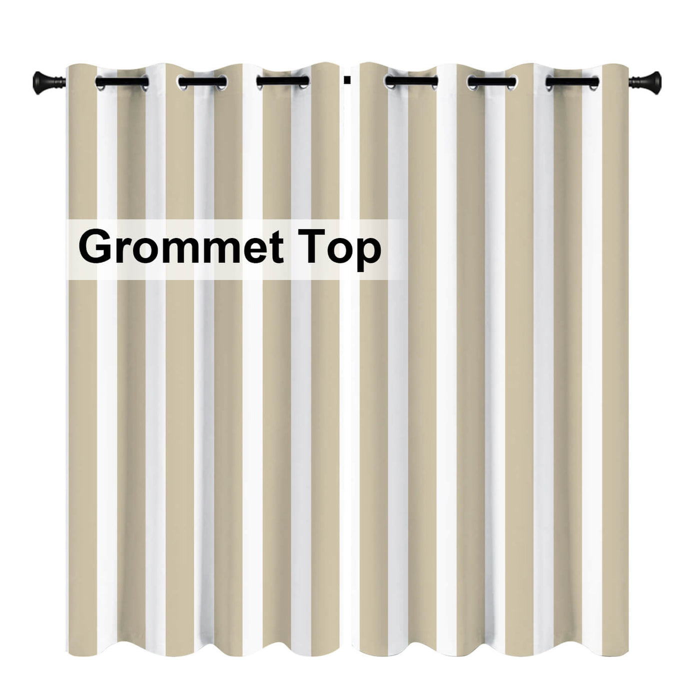 Striped Outdoor Curtains  Waterproof 1 Panel Beige