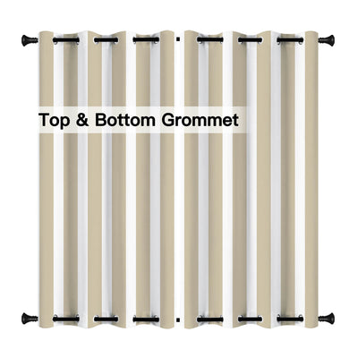 Striped Outdoor Curtains  Waterproof 1 Panel Beige