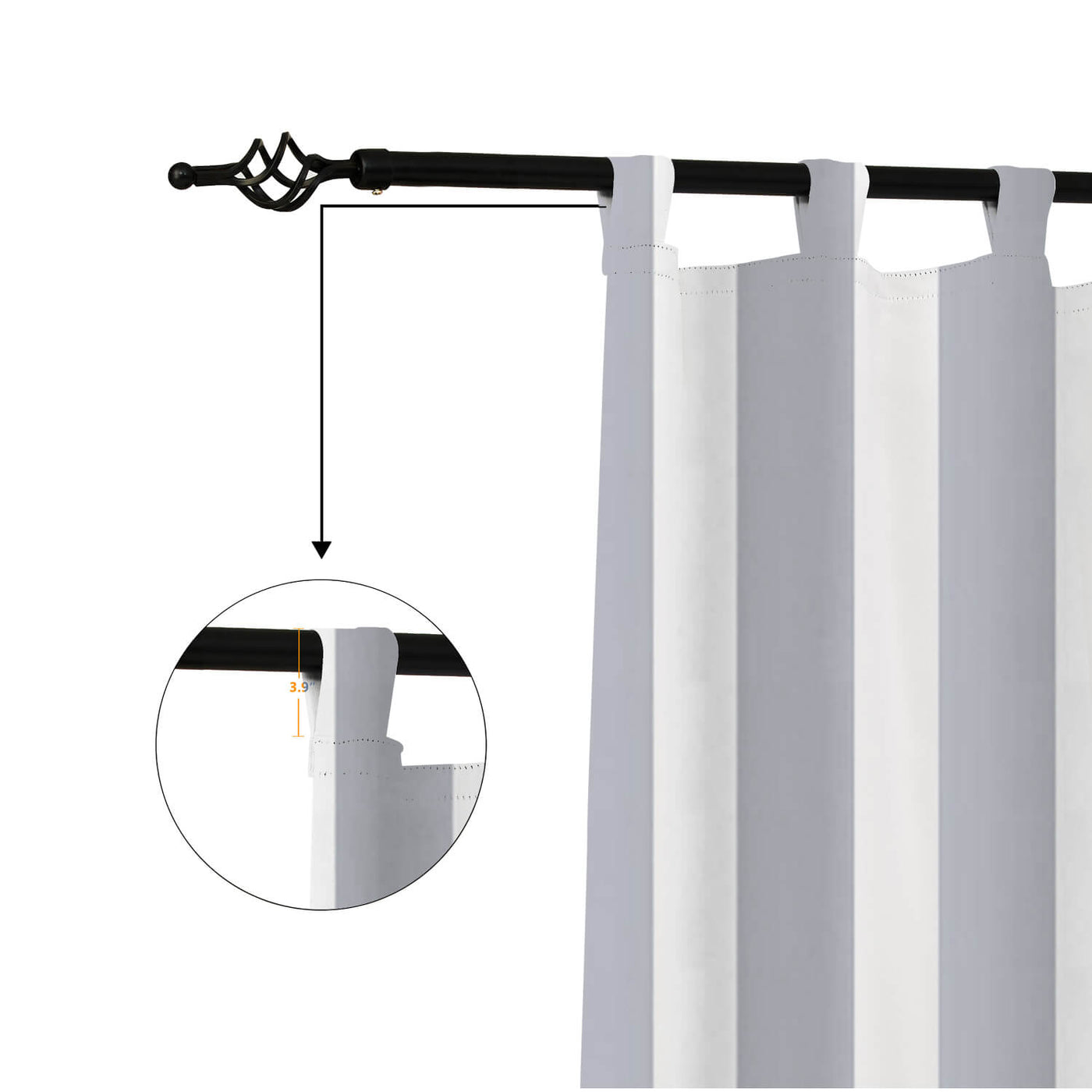 Striped Outdoor Curtains  Waterproof 1 Panel Light Gray