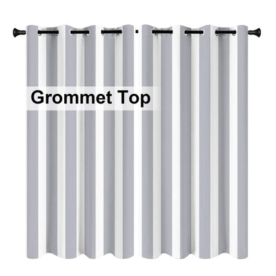 Striped Outdoor Curtains  Waterproof 1 Panel Light Gray
