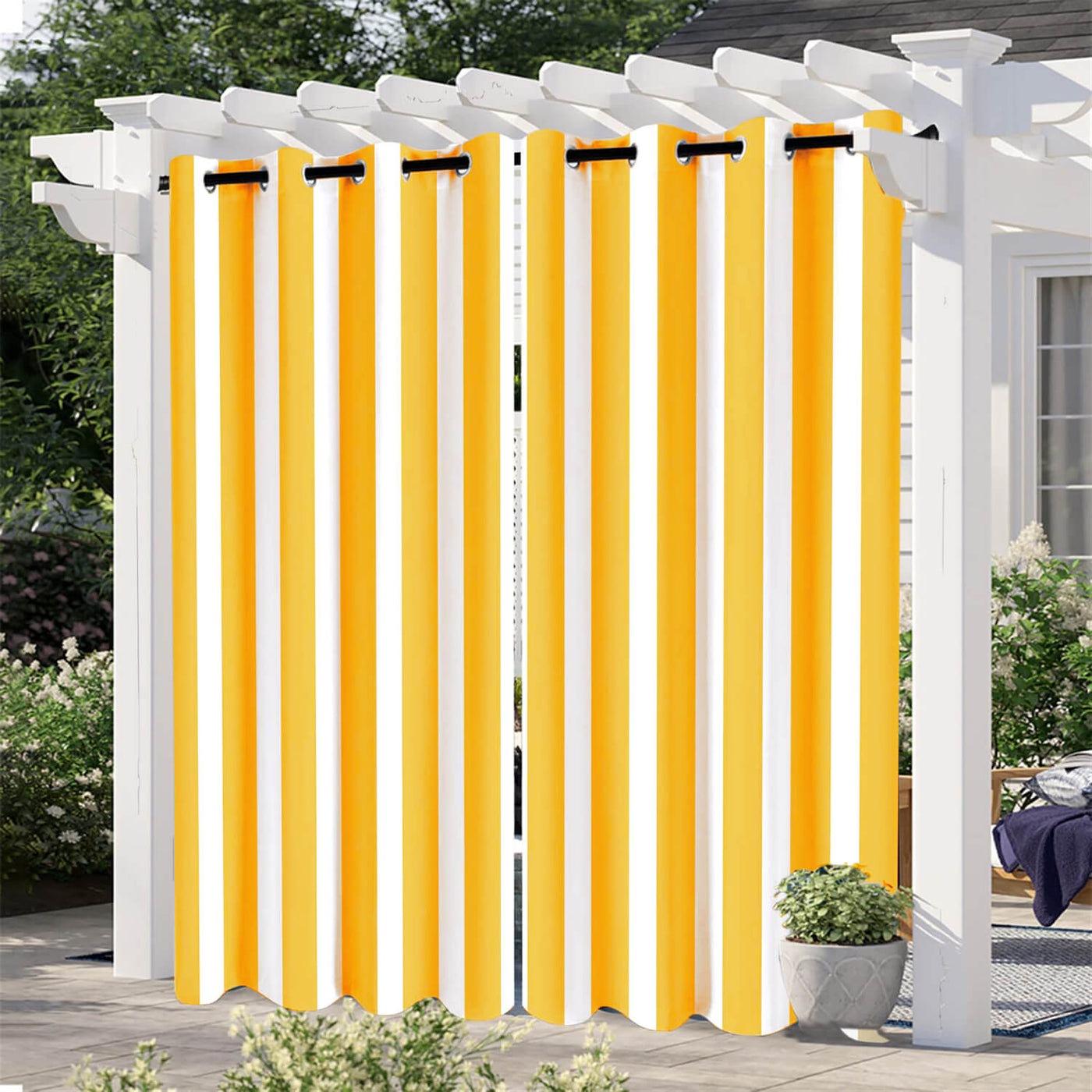 Striped Outdoor Curtains  Waterproof 1 Panel Orange