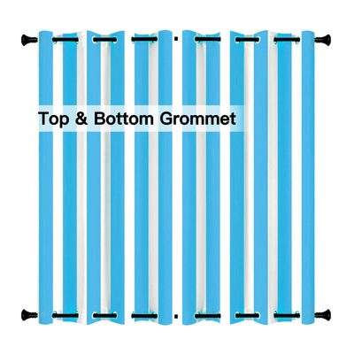 Striped Outdoor Curtains  Waterproof 1 Panel SkyBlue