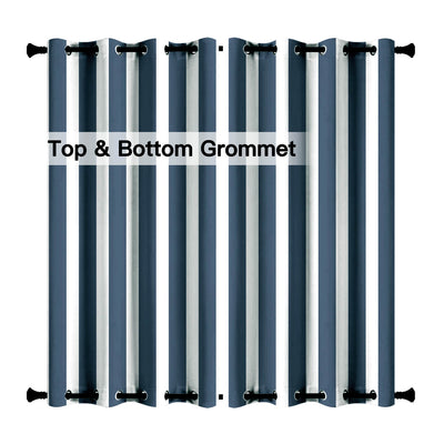 Striped Outdoor Curtains  Waterproof 1 Panel SteelBlue