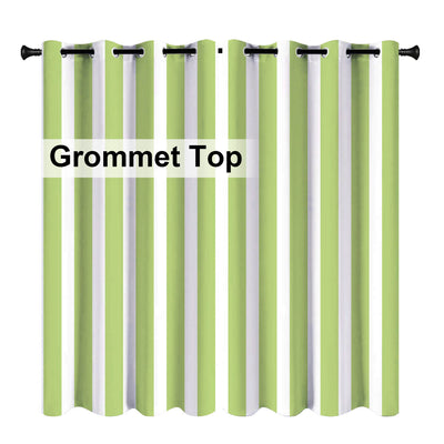 Striped Outdoor Curtains  Waterproof 1 Panel LawnGreen