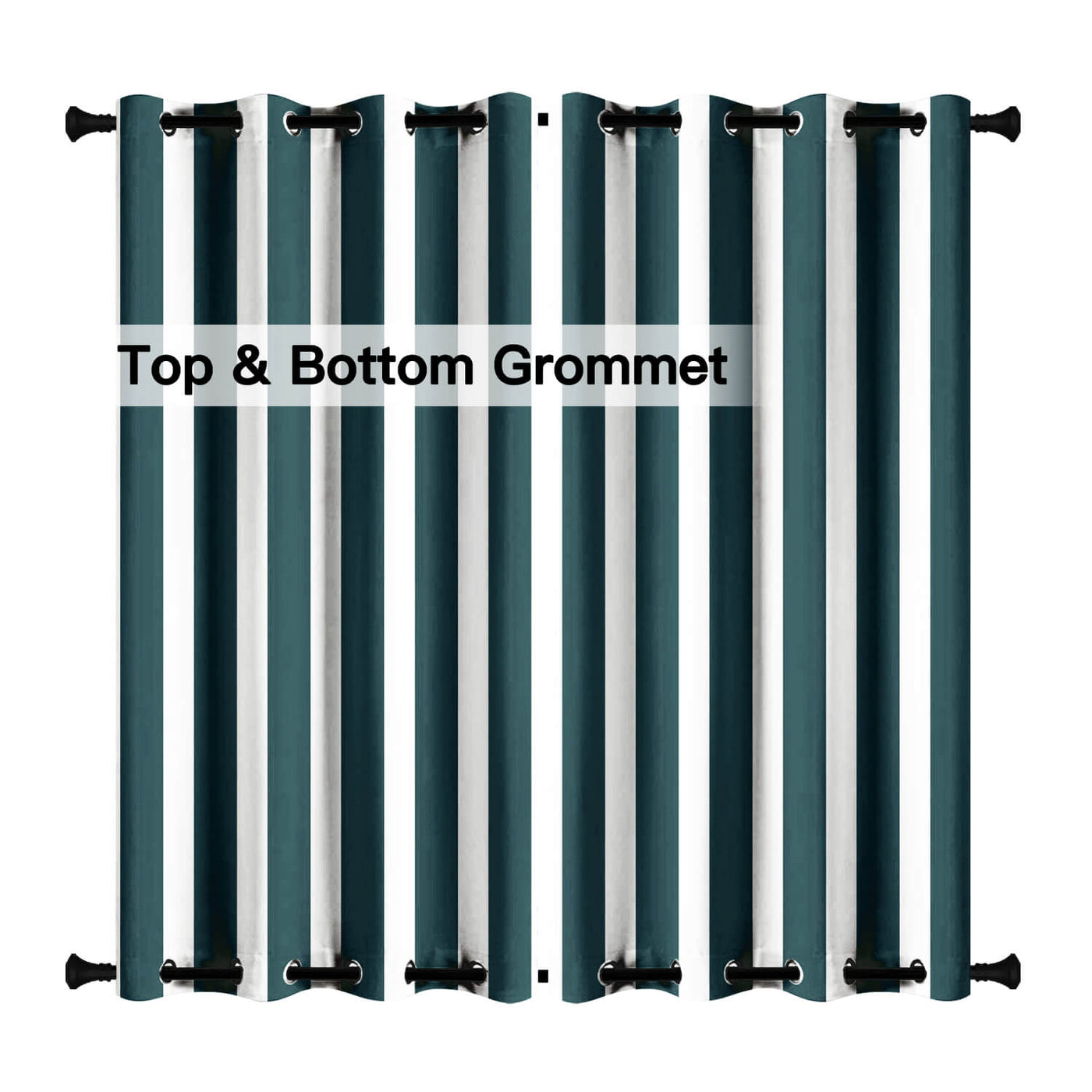 Striped Outdoor Curtains  Waterproof 1 Panel DarkSlateGray