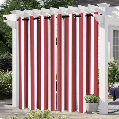 Striped Outdoor Curtains  Waterproof 1 Panel Red