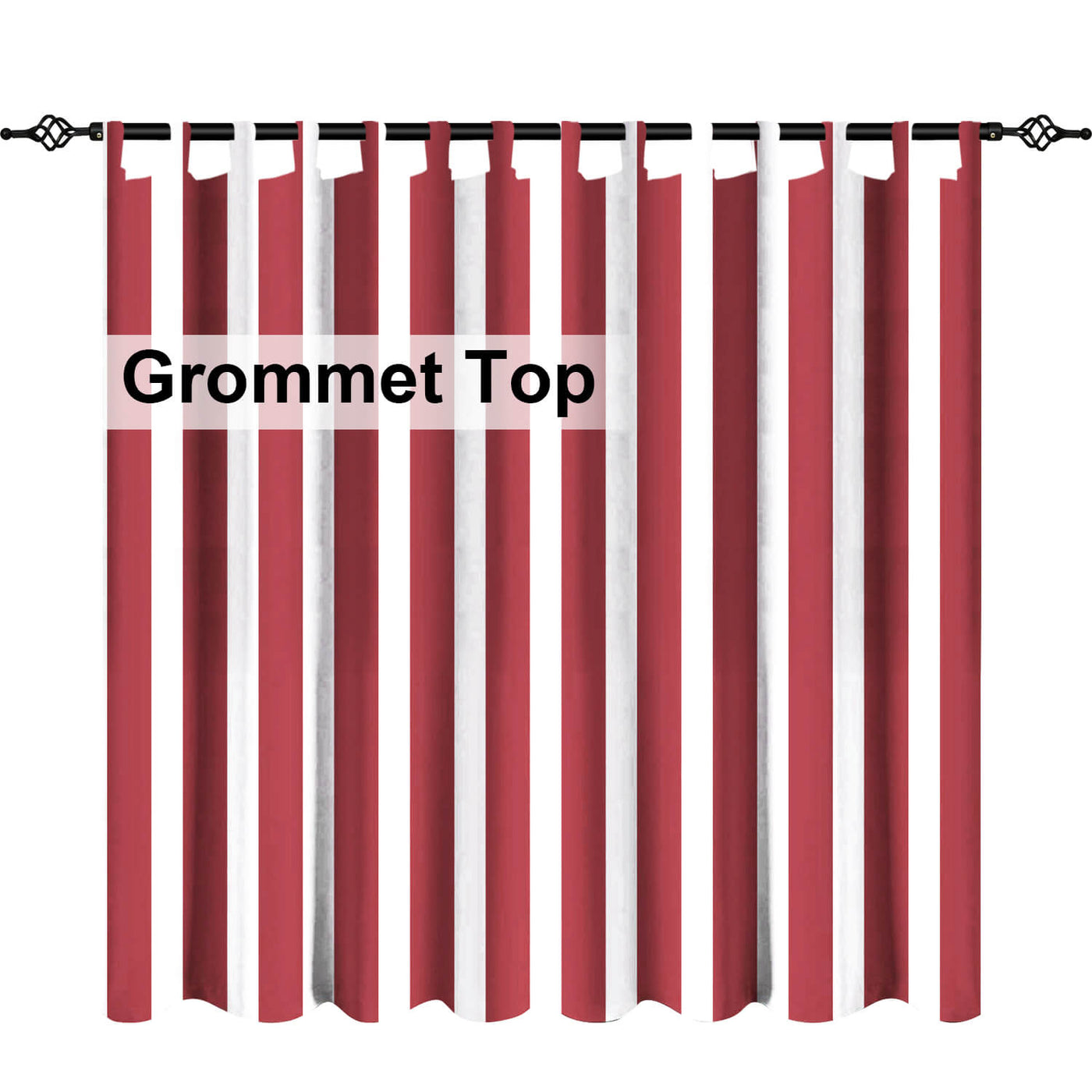 Striped Outdoor Curtains  Waterproof 1 Panel Red