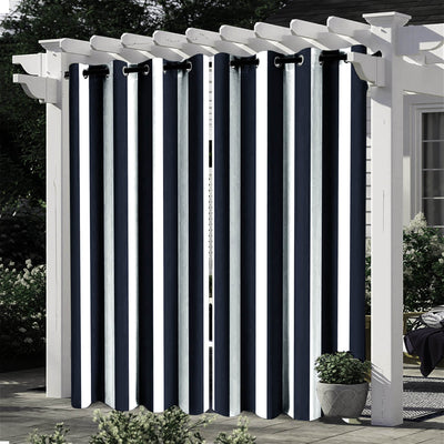 Striped Outdoor Curtains  Waterproof 1 Panel RoyalBlue