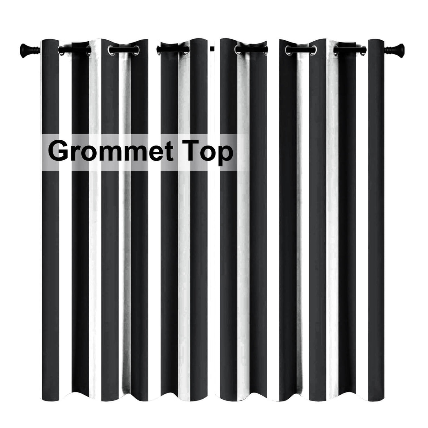 Striped Outdoor Curtains  Waterproof 1 Panel Crow Black