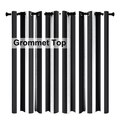 Striped Outdoor Curtains  Waterproof 1 Panel Crow Black