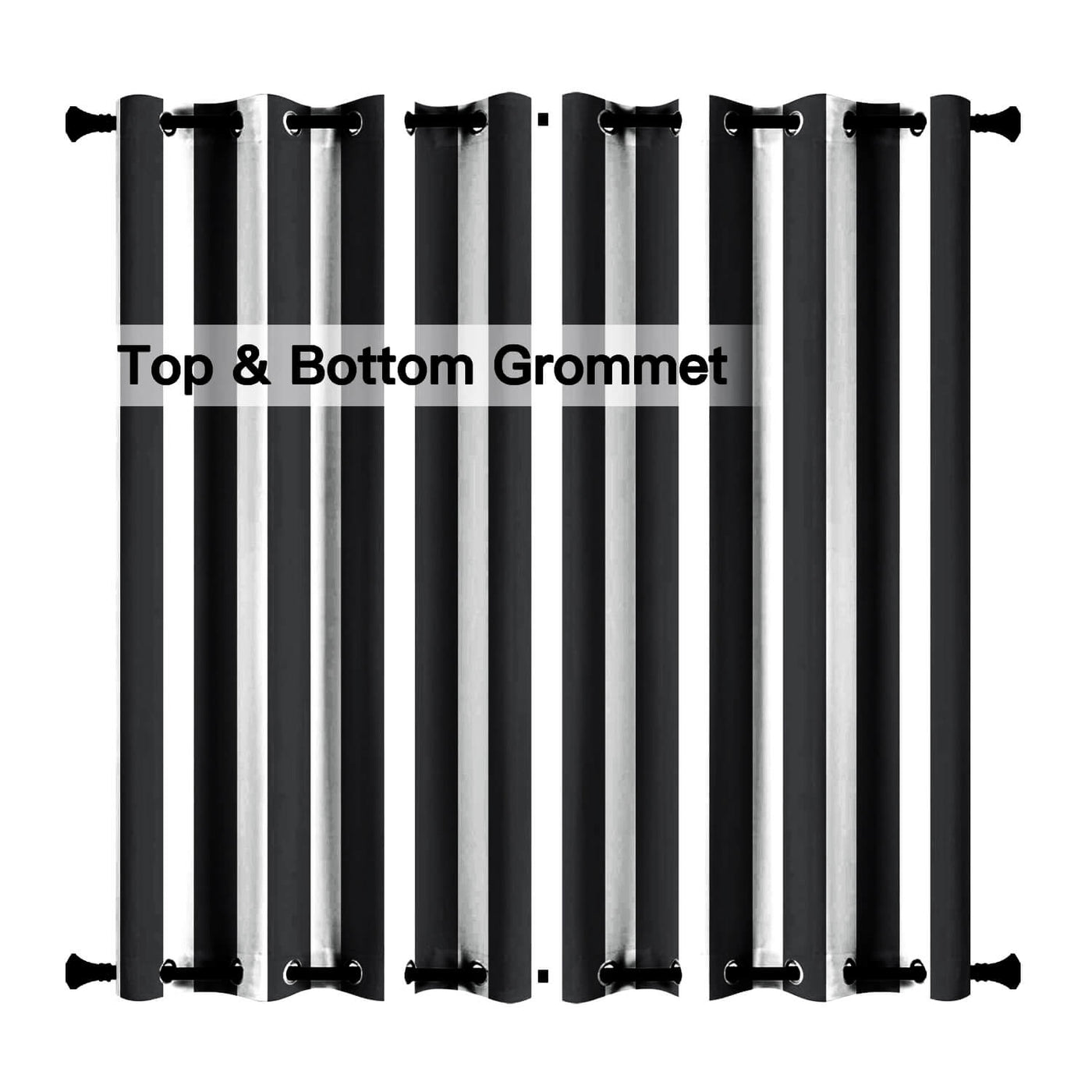 Striped Outdoor Curtains  Waterproof 1 Panel Crow Black