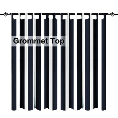 Striped Outdoor Curtains  Waterproof 1 Panel Crow Black