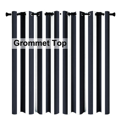 Striped Outdoor Curtains  Waterproof 1 Panel Black