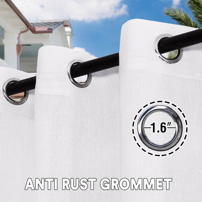 Outdoor Linen Waterproof Sheer Curtains Grommet Top